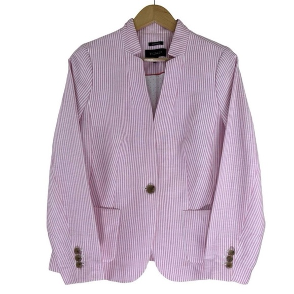 Talbots Women's Aberdeen Pink Striped Blazer Sz 6P - Picture 1 of 9
